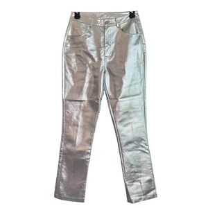 Steve Madden‎ Silver Metallic Faux Leather High Waist Pants Size 26